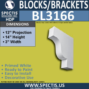 BL3166 Decorative Eave Bracket 3"W x 14"H x 12"P