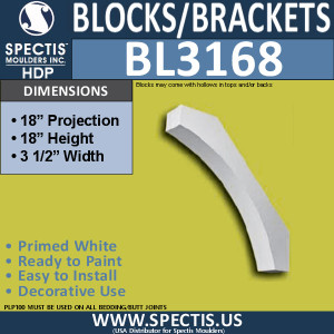 BL3168 Decorative Eave Bracket 3.5"W x 18"H x 18"P