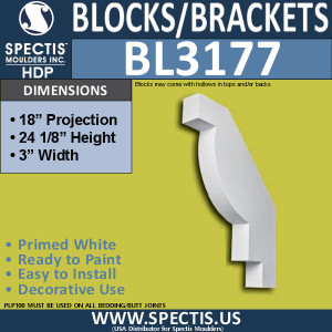 BL3177 Stepped Decorative Knee Brace – 3″ W × 24⅛″ H × 18″ Projection