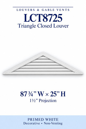 LCT8725 Triangle Closed Louver — 87 3/4″ W × 25″ H — Primed White