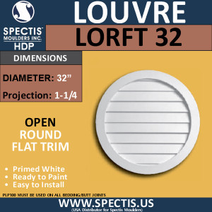 LORFT32 Round Flat Trim Open Louver 32" Diameter