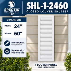SHL-1 2460 1 Panel Closed Louver Polyurethane Shutter - 24 x 60 (Each)