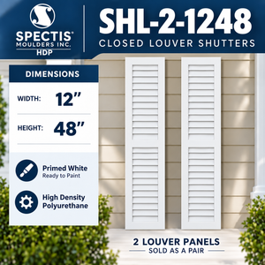SHL-2 1248 2 Panel Closed Louver Polyurethane Shutters - 12 x 48 (Pair)