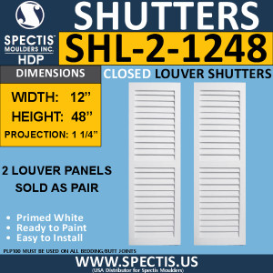 SHL-2 1248 2 Panel Closed Louver Shutters 12 x 48