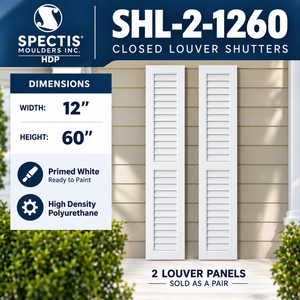 SHL-2 1260 2 Panel Closed Louver Polyurethane Shutters - 12 x 60 (Pair)