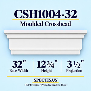 CSH1004-32 Moulded Window & Door Crosshead, primed HDP urethane, 32 inch base width x 12 3/4 inch height x 3 1/2 inch projection