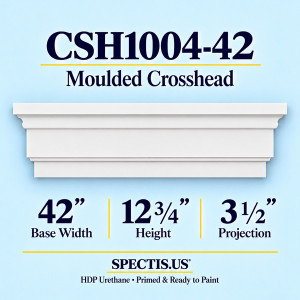 CSH1004-42 Moulded Window & Door Crosshead, primed HDP urethane, 42 inch base width x 12 3/4 inch height x 3 1/2 inch projection