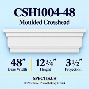 CSH1004-48 Moulded Window & Door Crosshead, primed HDP urethane, 48 inch base width x 12 3/4 inch height x 3 1/2 inch projection