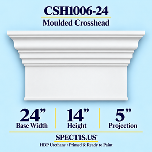 CSH1006-24 moulded door and window crosshead, 24 inch base width x 14 inch height x 5 inch projection, primed HDP urethane