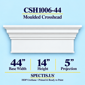 CSH1006-44 moulded door and window crosshead, 44 inch base width x 14 inch height x 5 inch projection, primed HDP urethane