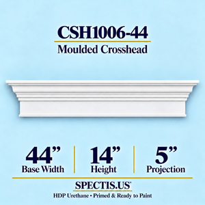 CSH1006-44 moulded door and window crosshead, 44 inch base width x 14 inch height x 5 inch projection, primed HDP urethane
