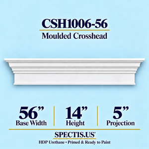 CSH1006-56 moulded door and window crosshead, 56 inch base width x 14 inch height x 5 inch projection, primed HDP urethane