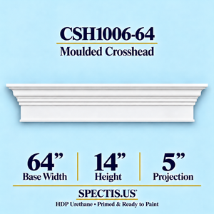 CSH1006-64 moulded door and window crosshead, 64 inch base width x 14 inch height x 5 inch projection, primed HDP urethane