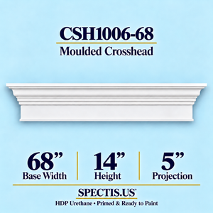 CSH1006-68 moulded door and window crosshead, 68 inch base width x 14 inch height x 5 inch projection, primed HDP urethane