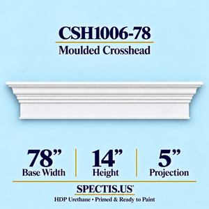 CSH1006-78 moulded door and window crosshead, 78 inch base width x 14 inch height x 5 inch projection, primed HDP urethane