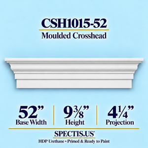 CSH1015-52 moulded door and window crosshead, 52 inch base width x 9⅜ inch height x 4¼ inch projection, primed HDP urethane