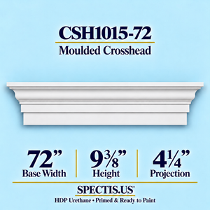 CSH1015-72 moulded door and window crosshead, 72 inch base width x 9⅜ inch height x 4¼ inch projection, primed HDP urethane