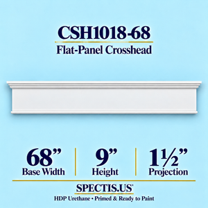 CSH1018-68 flat-panel door and window crosshead, 68 inch base width x 9 inch height x 1½ inch projection, primed HDP urethane