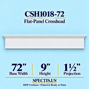 CSH1018-72 flat-panel door and window crosshead, 72 inch base width x 9 inch height x 1½ inch projection, primed HDP urethane
