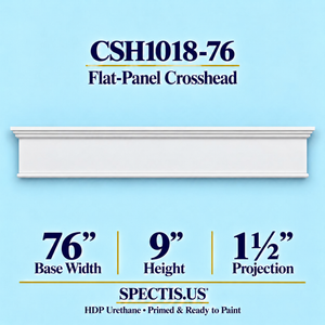 CSH1018-76 flat-panel door and window crosshead, 76 inch base width x 9 inch height x 1½ inch projection, primed HDP urethane