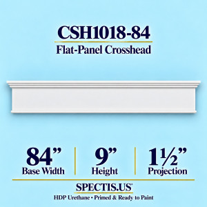 CSH1018-84 flat-panel door and window crosshead, 84 inch base width x 9 inch height x 1½ inch projection, primed HDP urethane