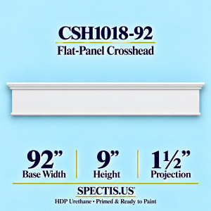 CSH1018-92 flat-panel door and window crosshead, 92 inch base width x 9 inch height x 1½ inch projection, primed HDP urethane