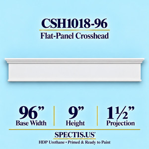 CSH1018-96 flat-panel door and window crosshead, 96 inch base width x 9 inch height x 1½ inch projection, primed HDP urethane