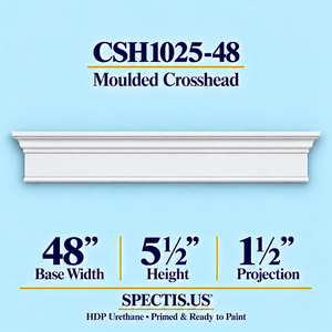 CSH1025-48 moulded door and window crosshead, 48 inch base width x 5½ inch height x 1½ inch projection, primed HDP urethane