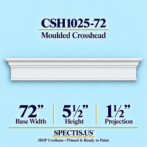 CSH1025-72 moulded door and window crosshead, 72 inch base width x 5½ inch height x 1½ inch projection, primed HDP urethane