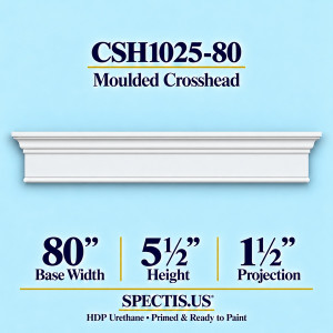 CSH1025-80 moulded door and window crosshead, 80 inch base width x 5½ inch height x 1½ inch projection, primed HDP urethane