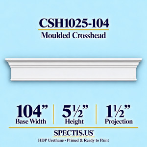 CSH1025-104 moulded door and window crosshead, 104 inch base width x 5½ inch height x 1½ inch projection, primed HDP urethane