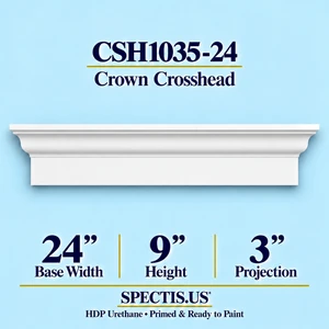CSH1035-24 crown door and window crosshead, 24 inch base width x 9 inch height x 3 inch projection, primed HDP urethane