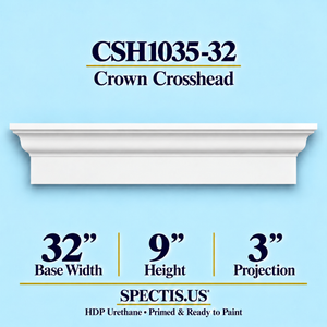 CSH1035-32 crown door and window crosshead, 32 inch base width x 9 inch height x 3 inch projection, primed HDP urethane