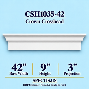 CSH1035-42 crown door and window crosshead, 42 inch base width x 9 inch height x 3 inch projection, primed HDP urethane