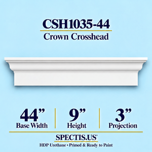 CSH1035-44 crown door and window crosshead, 44 inch base width x 9 inch height x 3 inch projection, primed HDP urethane