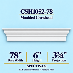 CSH1052-78 moulded door and window crosshead, 78 inch base width x 6 inch height x 3¾ inch projection, primed HDP urethane