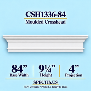 CSH1336-84 moulded door and window crosshead, 84 inch base width x 9¼ inch height x 4 inch projection, primed HDP urethane