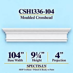 CSH1336-104 moulded door and window crosshead, 104 inch base width x 9¼ inch height x 4 inch projection, primed HDP urethane