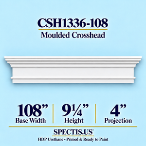 CSH1336-108 moulded door and window crosshead, 108 inch base width x 9¼ inch height x 4 inch projection, primed HDP urethane