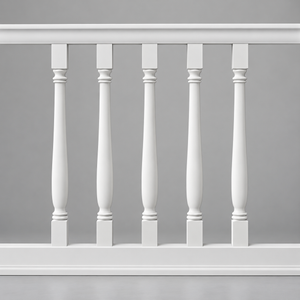 Clean closeup of RAL2104 rails with BAL2042-30 slender turned balusters. Full body and square ends shown in a representative assembly.
