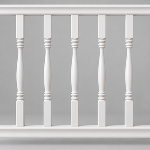 Clean close-up of RAL2104 top and bottom rails assembled with BAL2019-28EXT36 balusters. Representative assembly shown.
