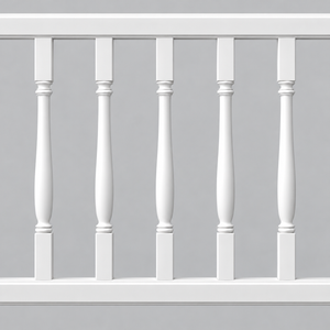 Clean close-up of RAL2104 top and bottom rails assembled with BAL2042-30EXT36 balusters. Representative assembly shown.
