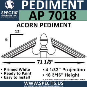 AP7018 Acorn Pediment for Window/Door 71 1/8" x 18 13/16"