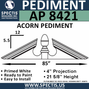 AP8421 Acorn Pediment for Window/Door 85" x 21 5/8"