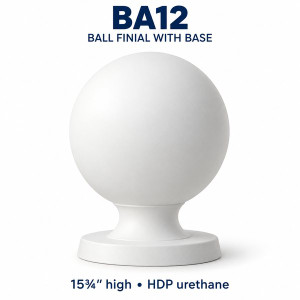 BA12 Ball Finial with Base – 15¾″ H | HDP Urethane — product illustration