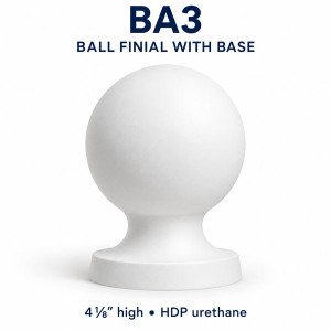 BA3 Ball Finial with Base – 4⅛″ H | HDP Urethane — product illustration