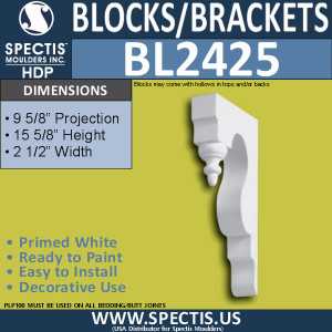 BL2425 Eave Block or Bracket 2.5"W x 15.5"H x 9.5" P