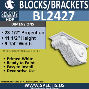 BL2427 Eave Block or Bracket 9.25"W x 11.5"H x 23.5" P
