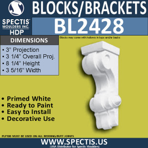 BL2428 Eave Block or Bracket 3.5"W x 8.75"H x 3.5" P