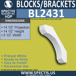 BL2431 Eave Block or Bracket 3.5"W x 14.5"H x 14.5" P